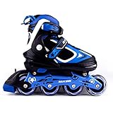 MammyGol Adjustable Inline Skates for Kids with Light up Wheels,Flashing Beginner Roller Skates for Boys and Girls Size 10-12