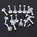 Top Plaza 10x 16GA Labret Studs/Lip Piercing jewelry/Acrylic Czech Crystal Monroe Bar Lip Tunnels for Piercing