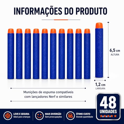 Kit de Dardos para Lançador Nerf e Arminhas de Pressão (48)