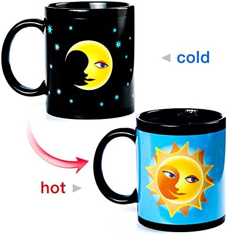 Color Changing Thermometer Heat Changing Mug Magic Sensitive Porcelain Coffee Cup - 10 OZ (moon)
