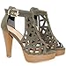 TRENDSup Collection Open Toe Ankle Strap Sandal – Western Bootie Stacked Heel Open Toe Cutout Shoes (6.5, Olive)