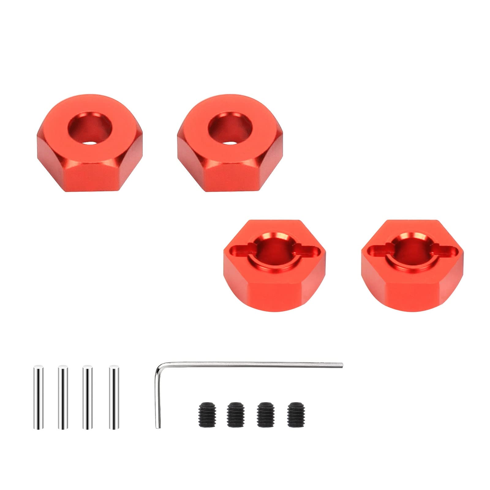 RCAWD wheel hex hub adapter 14mm for 1/10 ARRMA 3s&Mega550 Vorteks Senton Granite Big Rock Typhon machined alloy upgrades part 4pcs(Red)