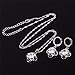 Moochi Platium Plated White Zircon Stone Embedded Brozen Necklace Earrings Jewelry Set (Flower)