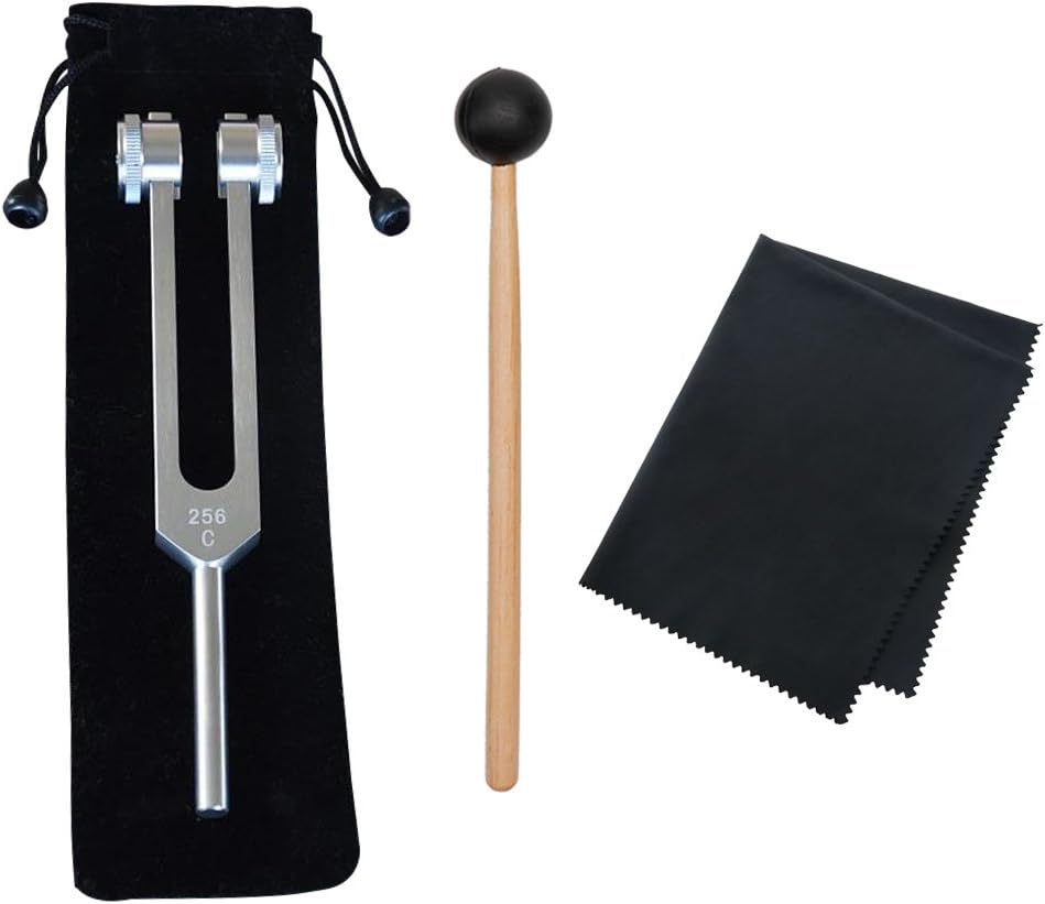 Youjoy 256 Hz Medical-Grade Tuning Fork, 256 Cps Tuning Forks Fixed Weights Clinical Grade Nerve with Silicone Hammer and Cleaning Cloth, Packaged in Soft Storage Bag
