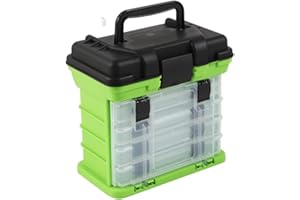 Portable Four Layer Fishing Tackle Storage Case with 4 Compartments and Removable Trays Featuring Adjustable Dividers for Cus