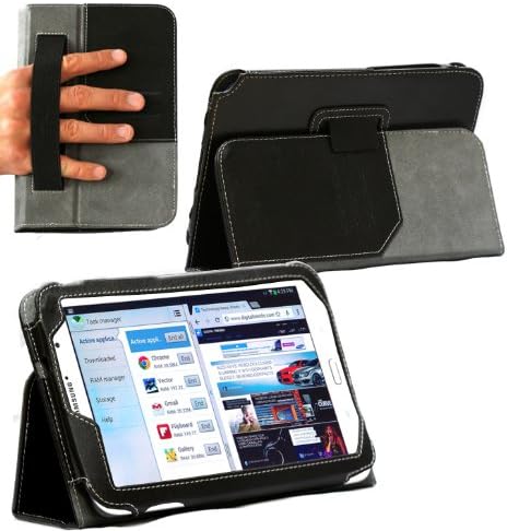 MiTAB Bicast Leather Case Cover With Stand &amp; Hand strap For The Samsung Galaxy Note 8.0 N5100 / N5110 Tablet Phone (Black)