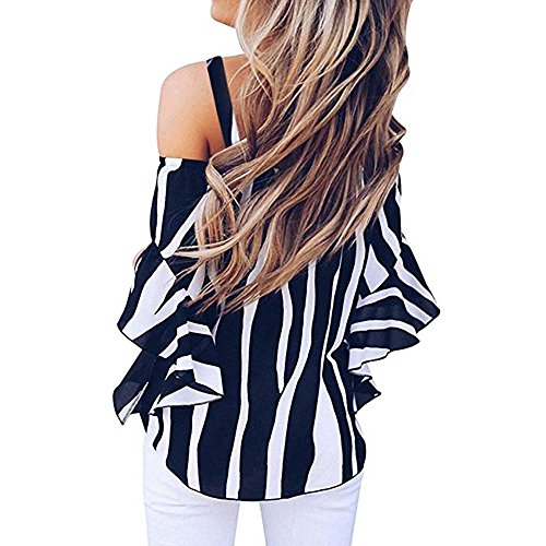 Off Shoulder Shirt for Women,SMALLE◕‿◕ 2019 Summer Women's Simple Tie Knot Casual Sling Off Shoulder Shirt Dark Blue