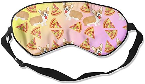 Sleeping Eye Mask Funny Welsh Corgi Pizza Food Natural Silk Eye Mask Cover With Adjustable Strap