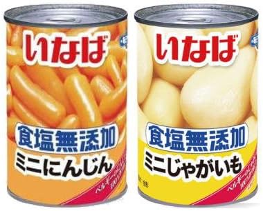 Amazon いなば 食塩無添加 ミニじゃがいも ミニにんじん 缶詰め 300g 各6個セット 食品 飲料 お酒 通販