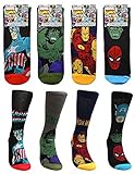 Marvel Comics Socks Mens Mix Hulk, Spider-man 7-12 Large With Bonus Accessory, 6 Pair
