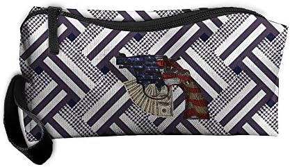 USA Flag Handgun Men Durable Toiletry Bag
