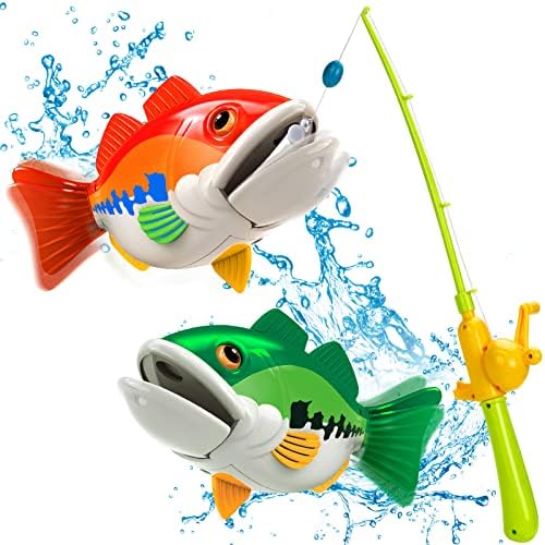 Fishing Game, Fishing Game with 2 Electric Floating Fish and Adjustable Fishing Rod
