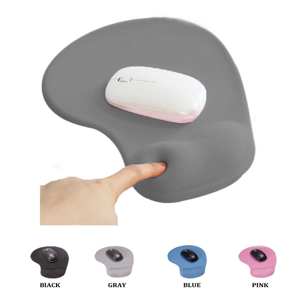 SHESHY Mouse Pad Gel, Mouse Mat with Wrist Rest - With Convenient Gel Wrist Support - Non-slip Rubber Base, Ergonomic, Gray/Black/Pink/Blue