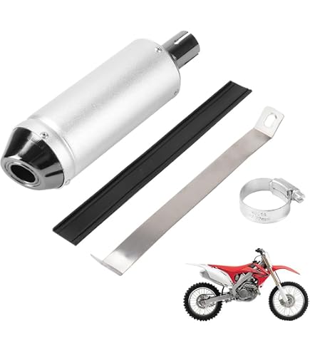 thumbnail image 2 of 32mm Exhaust Pipe Muffler For 50cc-160cc Pit Bikes & ATVs - Silver Sport Replacement 2 of 9