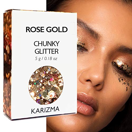 Rose Gold Chunky Glitter âœ® KARIZMA BEAUTY âœ® Festival Glitter Cosmetic Face Body Hair Nails