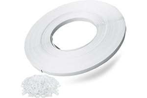 Konnfeir Hand Grade Polypropylene (PP) Strapping Coil 0.55" x 0.024" 130lbs Break Strength White Poly Strap 100pcs Plastic Buckles for Manual Packing Box Packing Strapping (Length328' x 1 Roll)