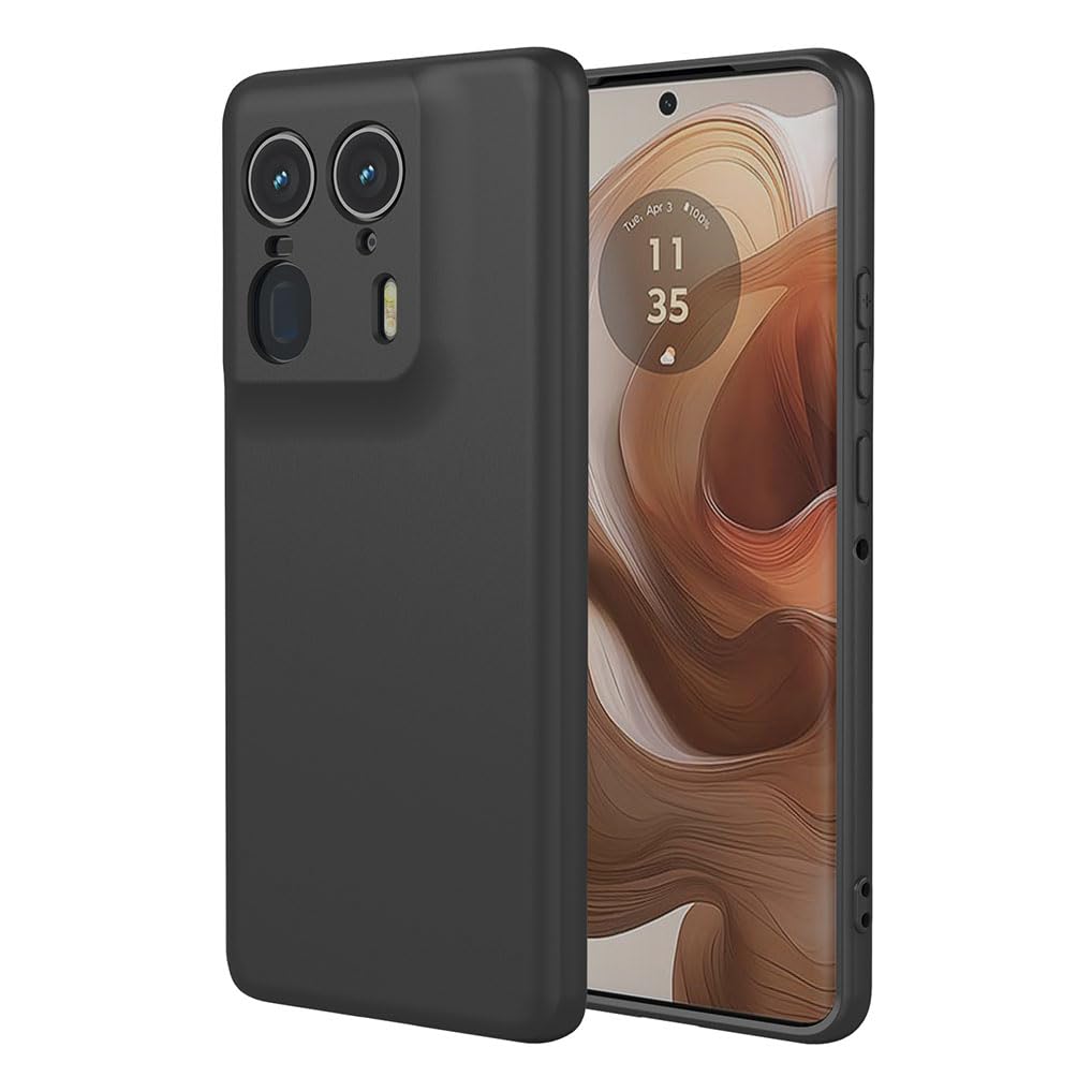 SEAHAI Case for Motorola Edge 50 Ultra, Ultra Thin Silky-Soft Touch Liquid Silicone Phone Cover with Shockproof Airbag Design, Premium TPU Bumper Fashion Case - Black