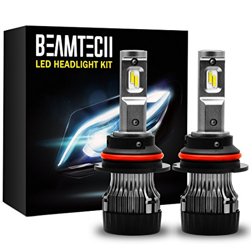 BEAMTECH 9007 LED Headlight Bulb,30mm Heatsink Base CSP Chips 10000 Lumens Hi/Lo 6500K Xenon White Extremely Super Bright Conversion Kit of 2