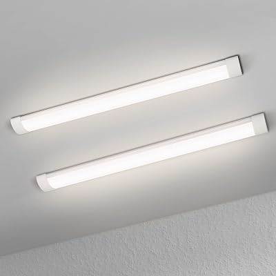 muzha 2 Packs LED Batten Lights 4FT 36W 4000K 3600lm PC Body Low Profile