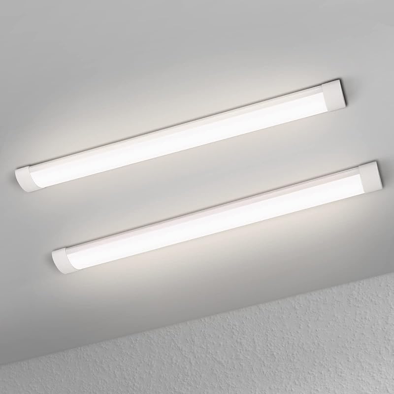 muzha 2 Packs LED Batten Lights 4FT 36W 4000K 3600lm PC Body Low Profile