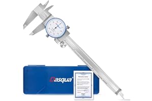 Dasqua 0-6" Dial Caliper Measuring Tool, Double Shock-Proof, Made of Solid Stainless Steel, Accuracy ±0.00065", Graduation 0.001", Professional High Precision Caliper for Machinists & Woodworking