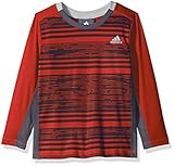 adidas Little Boys' Toddler Performance Logo Long Sleeve Tee Shirt, Light Scarlet Print, 2T