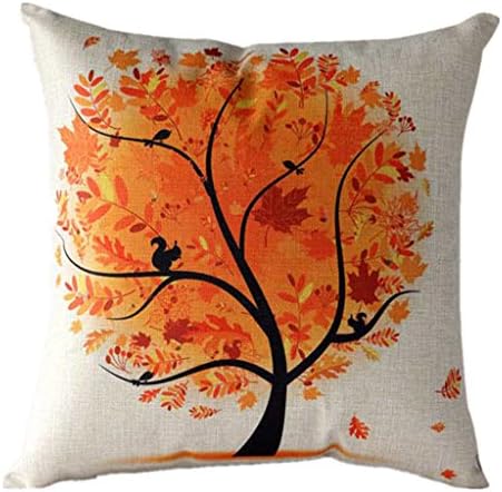 Beautyvan Comfortable Rural Fresh Cartoon Flower Tree Pillow Case Sofa Waist Throw Cushion Cover Home Decor (orange)