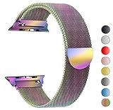 Seoaura Compatible Apple Watch Band 38mm 40mm, Stainless Steel Milanese Loop Replacement Strap with Magnetic Closure iWatch Series 4 3 2 1 Sports (Colorful, 38mm/40mm)