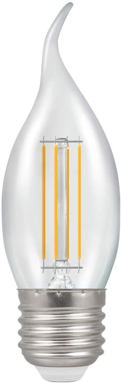 Crompton E27 LED Bent-Tip Filament Candle Bulbs 5 Watts Dimmable 470LM / 40W Incandescent Equivalent C35 Edison Screw (SES-E27) Candle Light Bulbs Warm White 2700K