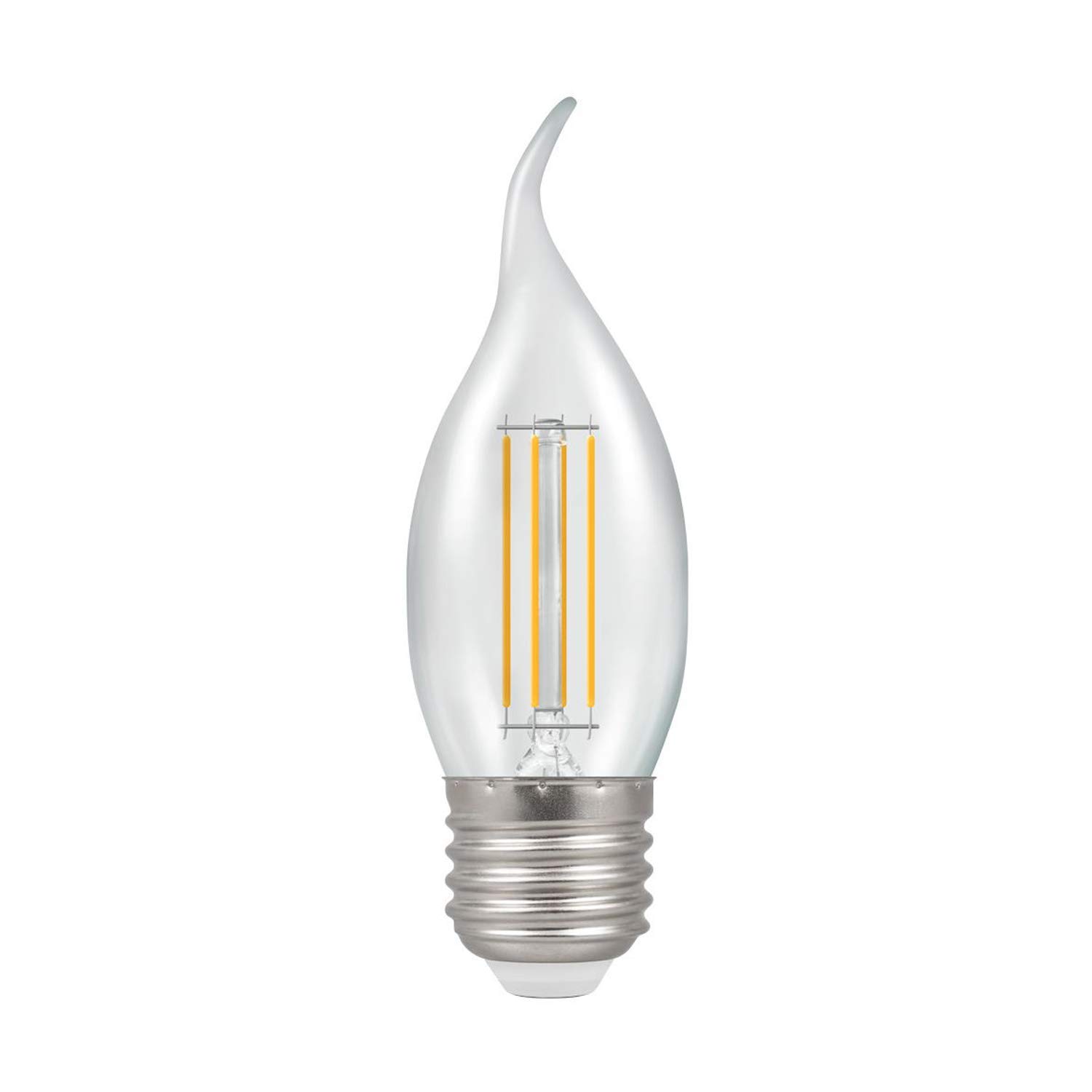 Crompton E27 LED Bent-Tip Filament Candle Bulbs 5 Watts Dimmable 470LM / 40W Incandescent Equivalent C35 Edison Screw (SES-E27) Candle Light Bulbs Warm White 2700K