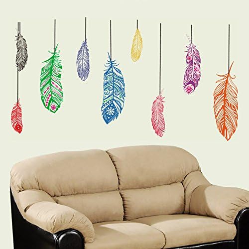 Decals Design 'Feathers' Wall Sticker (PVC Vinyl, 60 cm x 90 cm),Multicolour