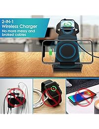 Metal Wireless Charger Stand,2-in-1 iWatch Fast Wireless Charger Station for Apple Watch 4 3 2 1 QI Wireless Charging Dock for iPhone X XS XSMAX XR 8 8+,Samsung S10 S10+S9 S9+ S8 S8+ S7 (Black)