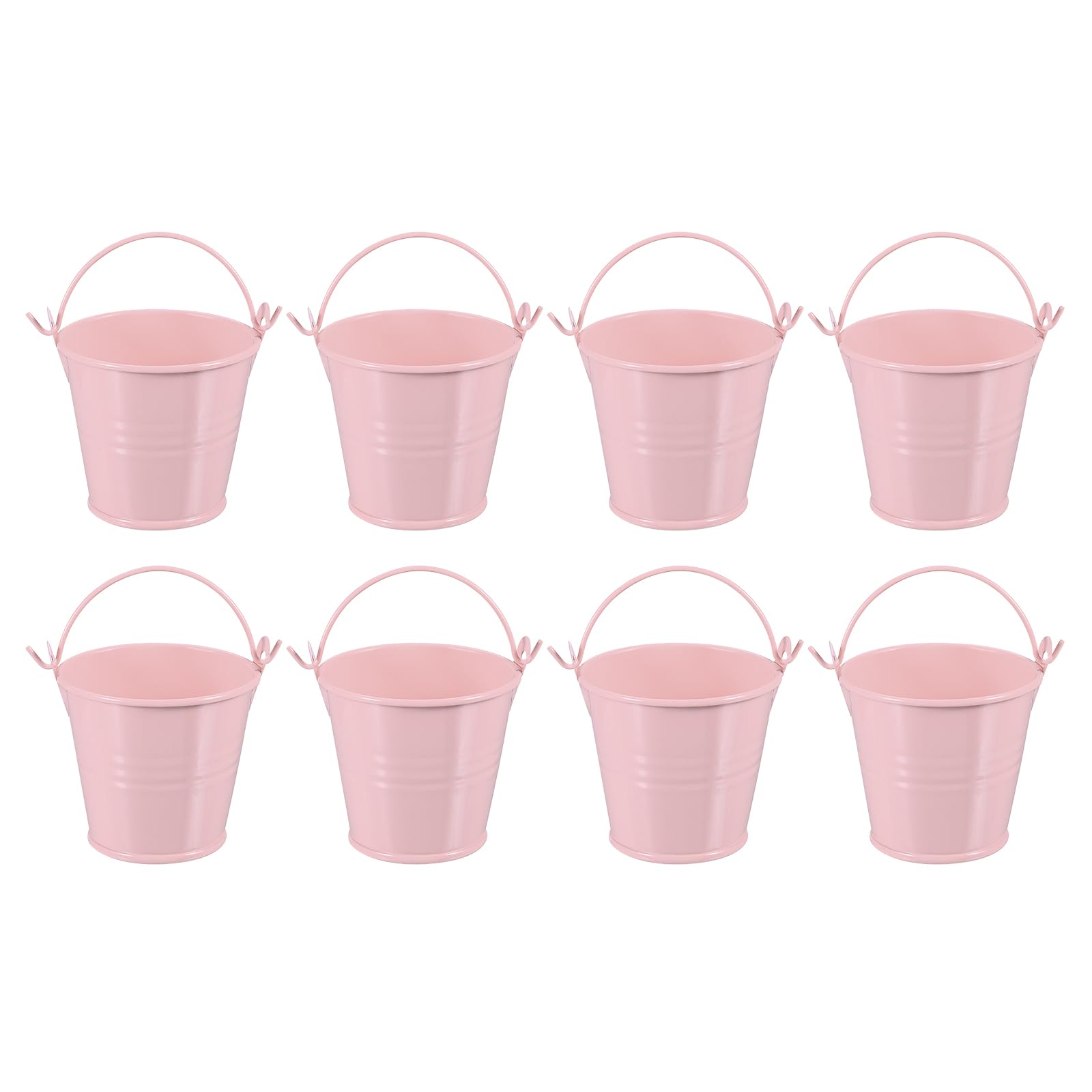 PATIKIL 2.4"x2" Small Metal Buckets with Handle, 8 Pcs Mini Galvanized Bucket Colorful Easter Buckets for Crafts Party Favors Decoration, Pink