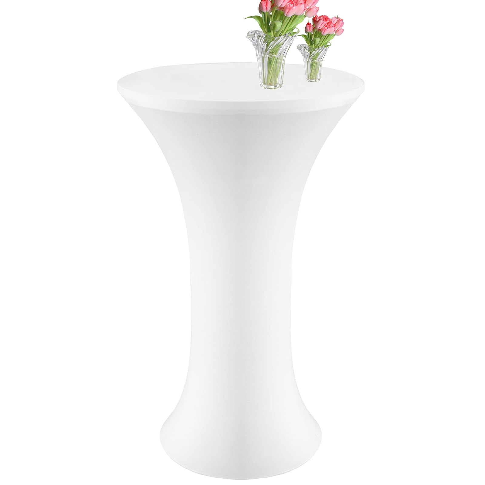 Photo 1 of JYCHX 24 x 43 Inch Round Spandex Cocktail Table Covers White- High Top Fitted Elastic Table Covers, Protective, Reusable, Wrinkle Resistant, for Party, Pub, Banquet, Bistro, Bar (1pcs)