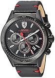 Ferrari Men's Pilota Stainless Steel Quartz Watch with Leather-Calfskin Strap, Black, 22 (Model: 830434)