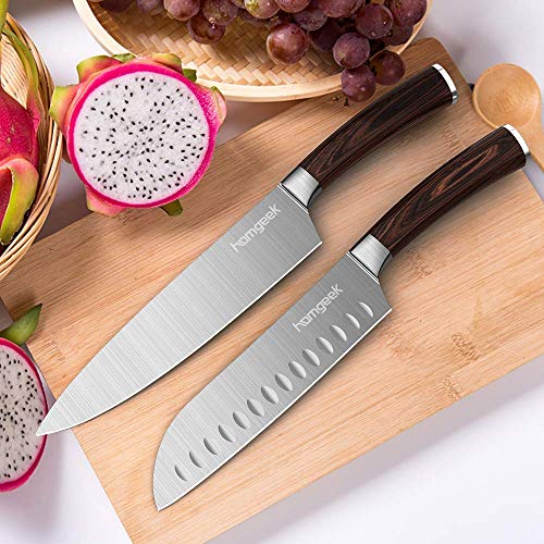 6 Homgeek+2+Piece+Santoku+Stainless+Ergonomic