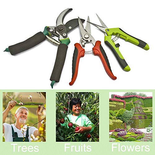 wooch Gardening Shears Garden Cutter Hand Pruner Clippers Stainless Steel Bypass Pruning Kit (Set of 3)