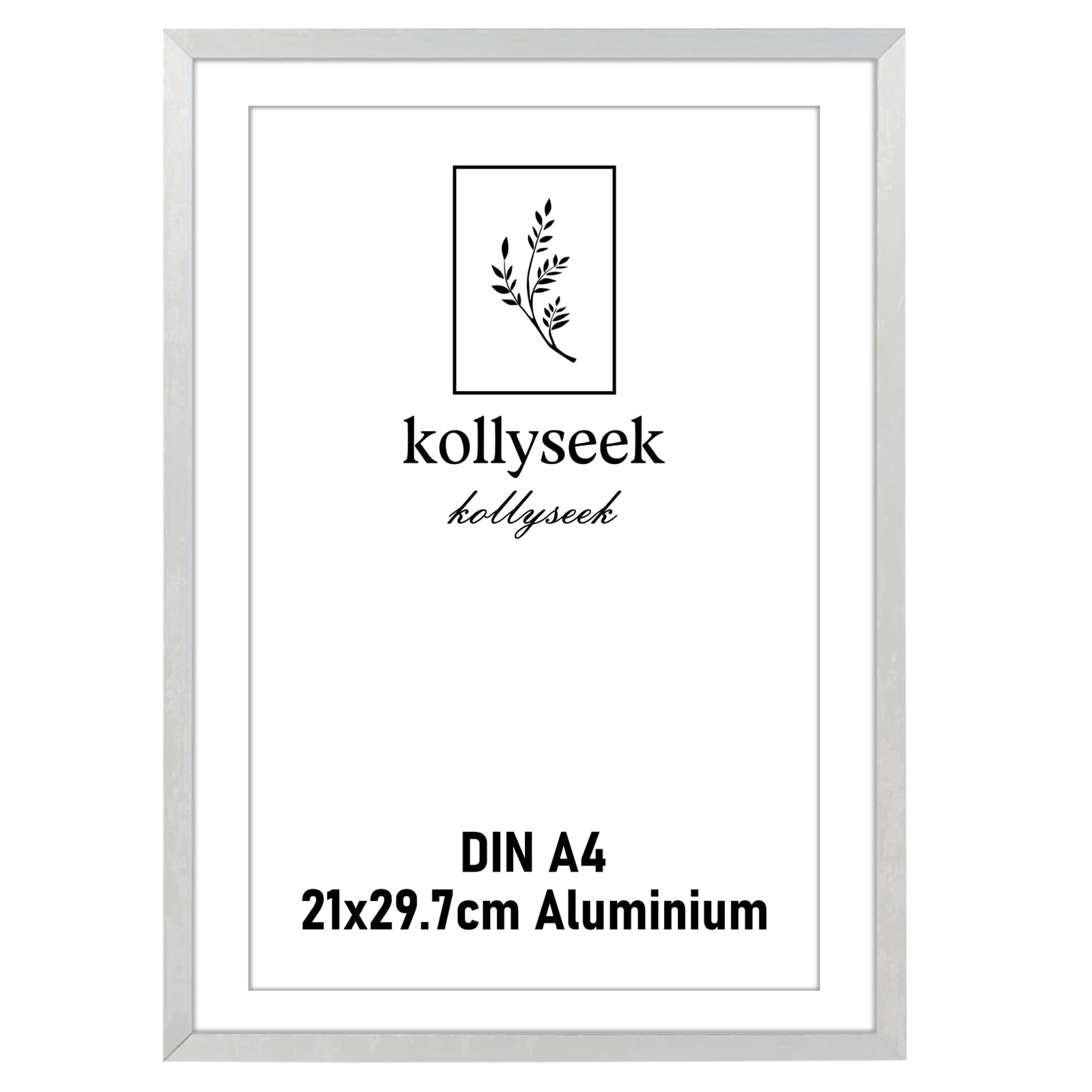 kollyseek Photo Frame Aluminum Din A4 21x30cm Metal Poster Frame with Shatterproof Acrylic Glass Modern Display Picture Frame with Mount for Table Top/Wall Mounting (Silver)