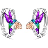 Hummingbird Gifts Hummingbird Earrings for Women Sterling Silver Flower Hoop Earrings Jewelry Gifts for Lovers Christmas Mothers Day
