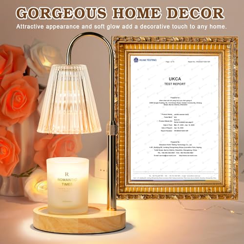 Funistree Candle Warmer Lamp with Timer & Dimmer, Height Adjustable Candle Warmer with 2 Bulbs, Birthday Gifts for Women Mum, New Home Gifts, Dimmable Candle Heater Lamp for Yankee Candles