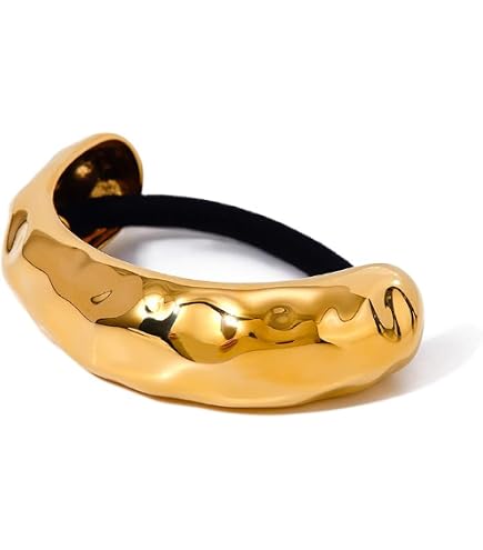 Amazon.com : 18K Gold Chunky Hammered Arch Hair Cuffs Hair  display picture 3