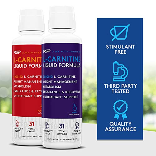 RSP Liquid LCarnitine 3000 Natural Weight Management and Metabolism Booster, Stimulant Free L