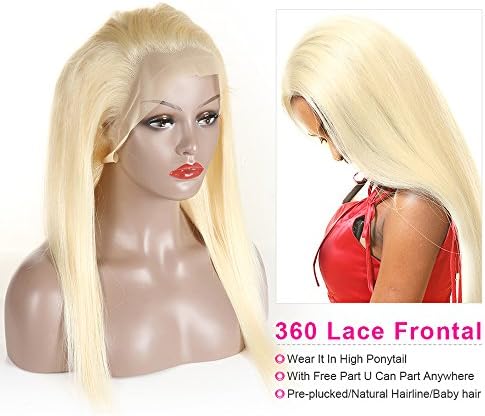 613 Blonde Brazilian Straight Human Hair 360 Lace Frontal Andromeda 130% Density Pre Plucked 360 Lace Frontal With Baby Hair Natural Hair Line (10Inch)