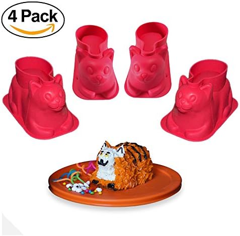 4 pack 3D Cat Shape Silicone Cupcake Molds - Mini Cakes, Chocolate, Jello Mold - Unique Gift for Cat Lovers and Bakers. Perfect for Molding Soap or Ice Crafts and Parties