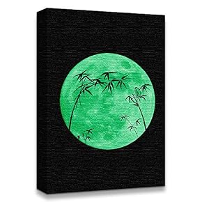 Abstract Green Moon with Pop up Black Pattern...
