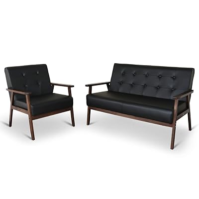 Mid-Century Retro Modern Living Room Sofa Set with Loveseat