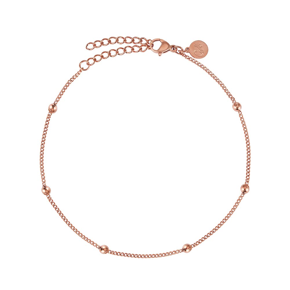 GD GOOD.designs EST. 2015 Anklet Rose Gold for ladies - Waterproof - Anklet with small pearls Dots I Women's stainless steel ankle jewellery