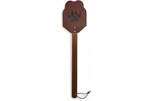 Outset Leather Heavy Duty Fly Swatter, 19" Bear Paw Bug Swatter with Acacia Wood Handle and Hanging Loop