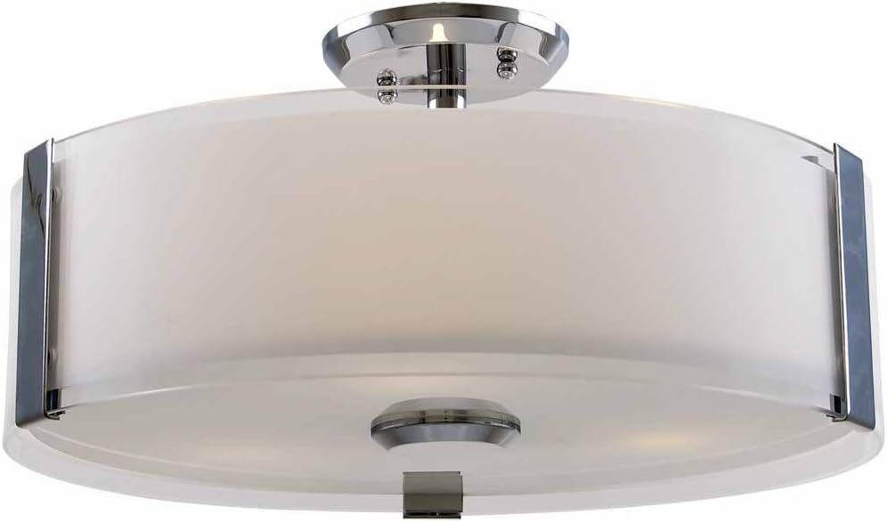 DVI Lighting DVP14512CH-SSOP Semi Flush Mount with Silk Screened Opal Glass Shades, Chrome Finish