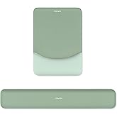 MOSISO Wrist Rest Support for Mouse Pad&Keyboard Set, Rectangular Ergonomic Mousepad Non-Slip Base Home/Office Pain Relief&Easy Typing Pad with Neoprene Cloth&Raised Silicone Lining, Green